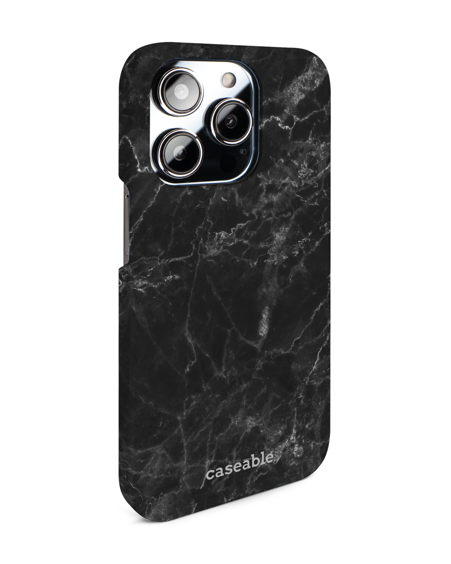 Midnight Marble Hard Shell Phone Case for Apple iPhone 14 Pro: View from the left side