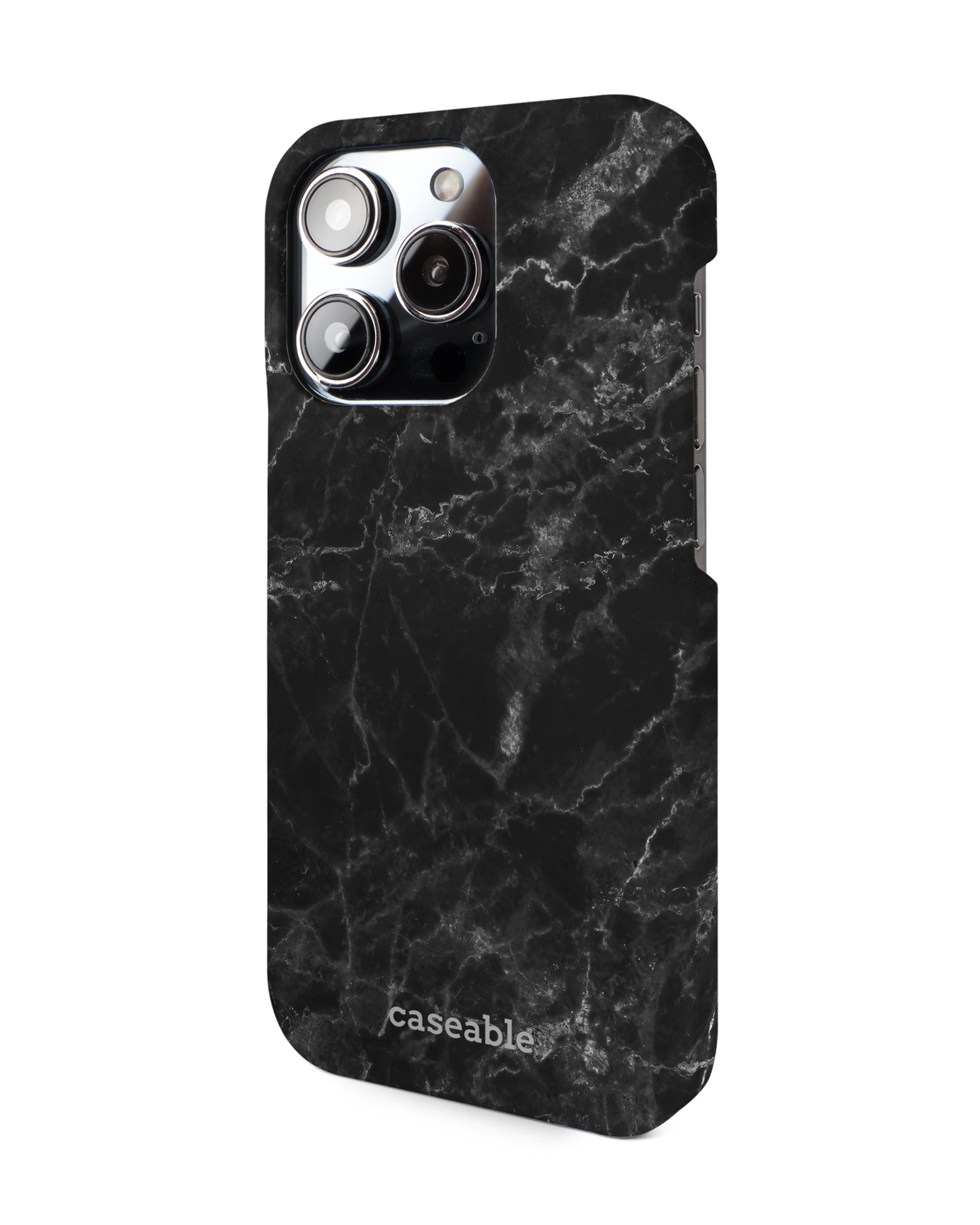 Midnight Marble Hard Shell Phone Case for Apple iPhone 14 Pro: View from the right side