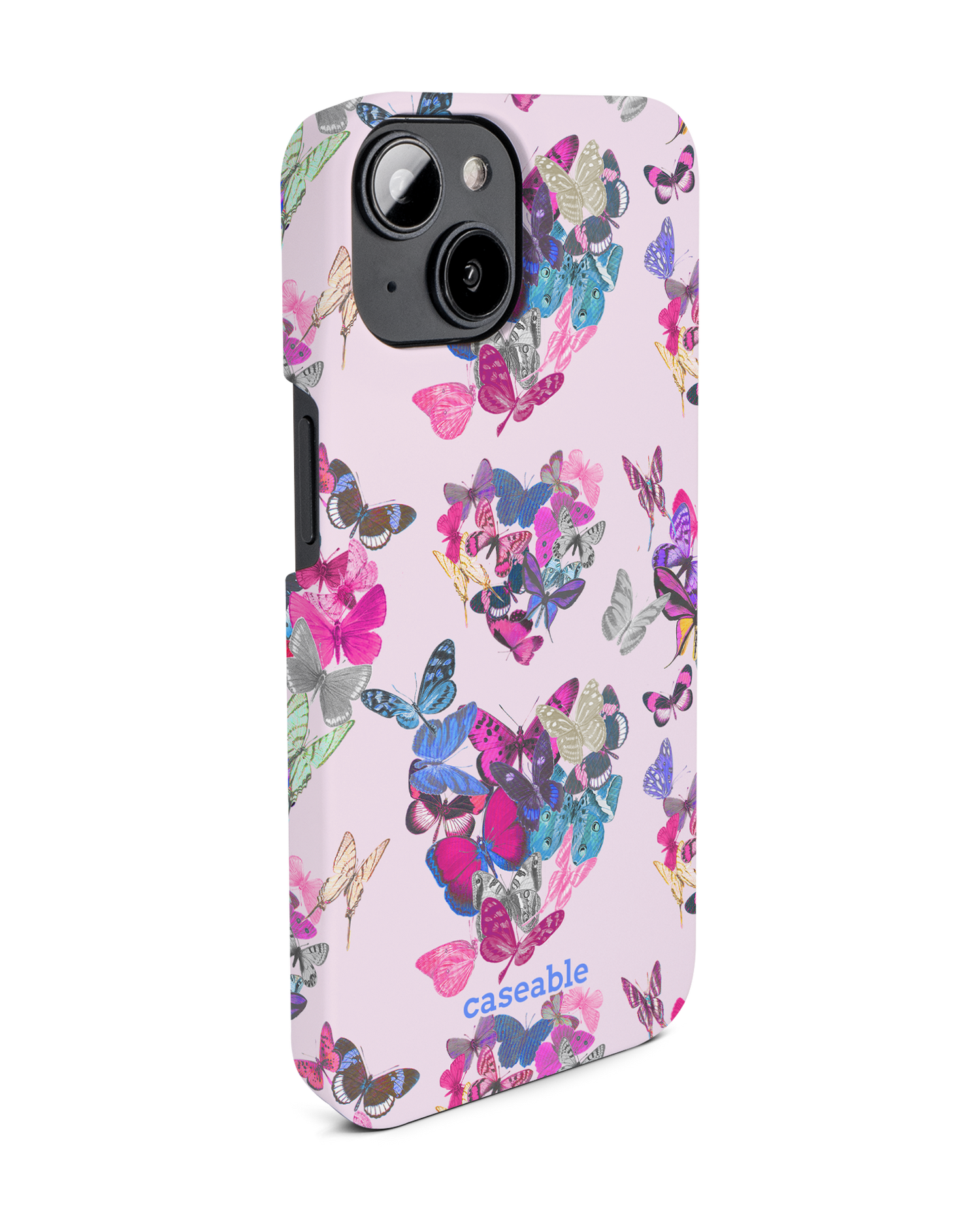 Butterfly Love Hard Shell Phone Case for Apple iPhone 14: View from the left side