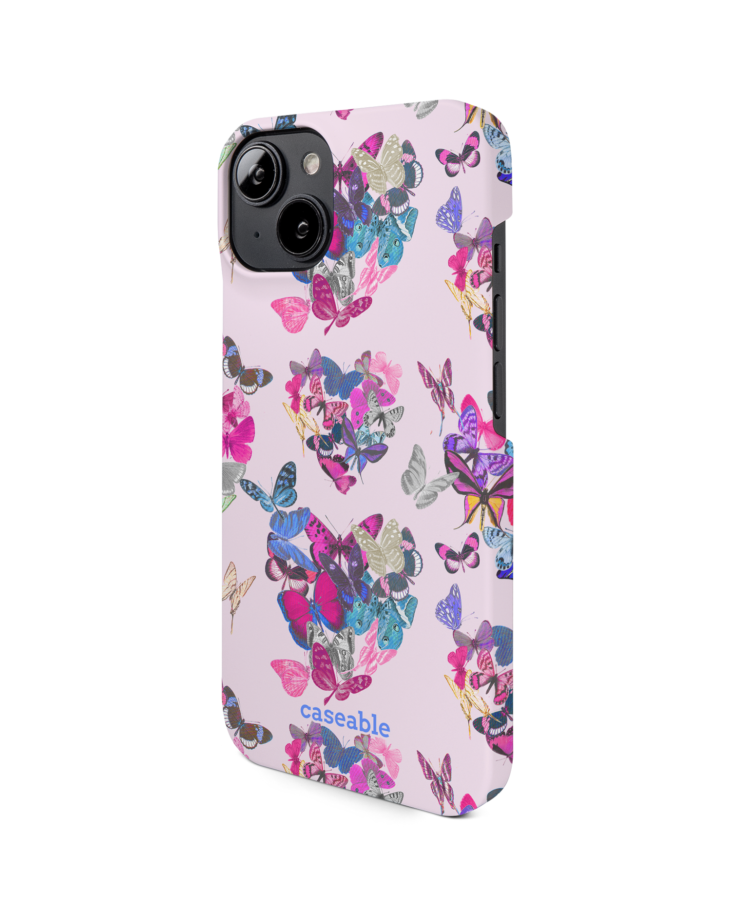 Butterfly Love Hard Shell Phone Case for Apple iPhone 14: View from the right side