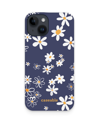 Navy Daisies Hard Shell Phone Case for Apple iPhone 14