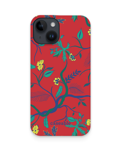 Ultra Red Floral Hard Shell Phone Case for Apple iPhone 15