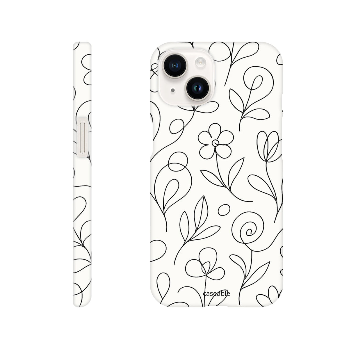 Floral Hard Shell Case for iPhone 14 – Botanical Lines