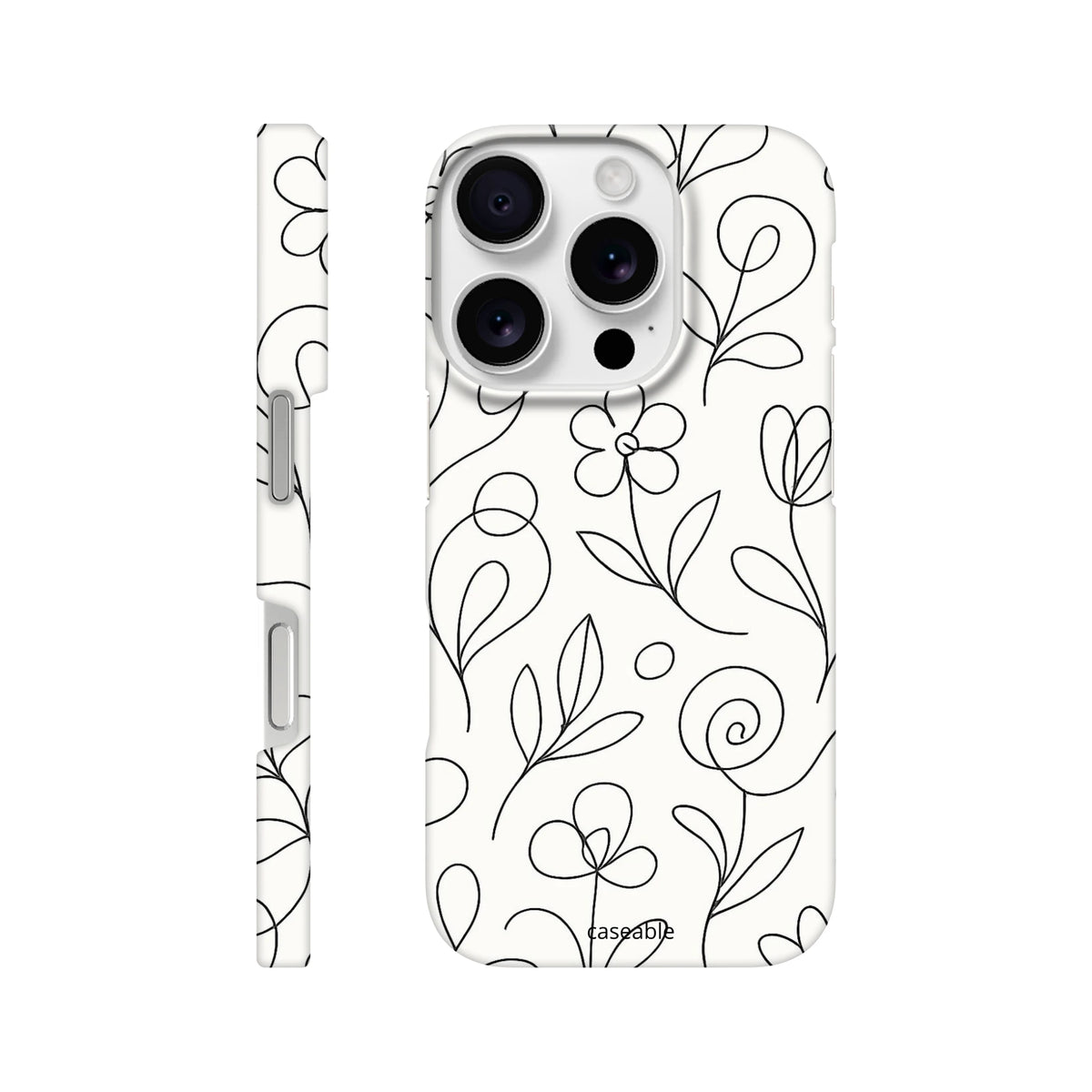 Floral Hard Shell Case for iPhone 16 Pro – Botanical Lines