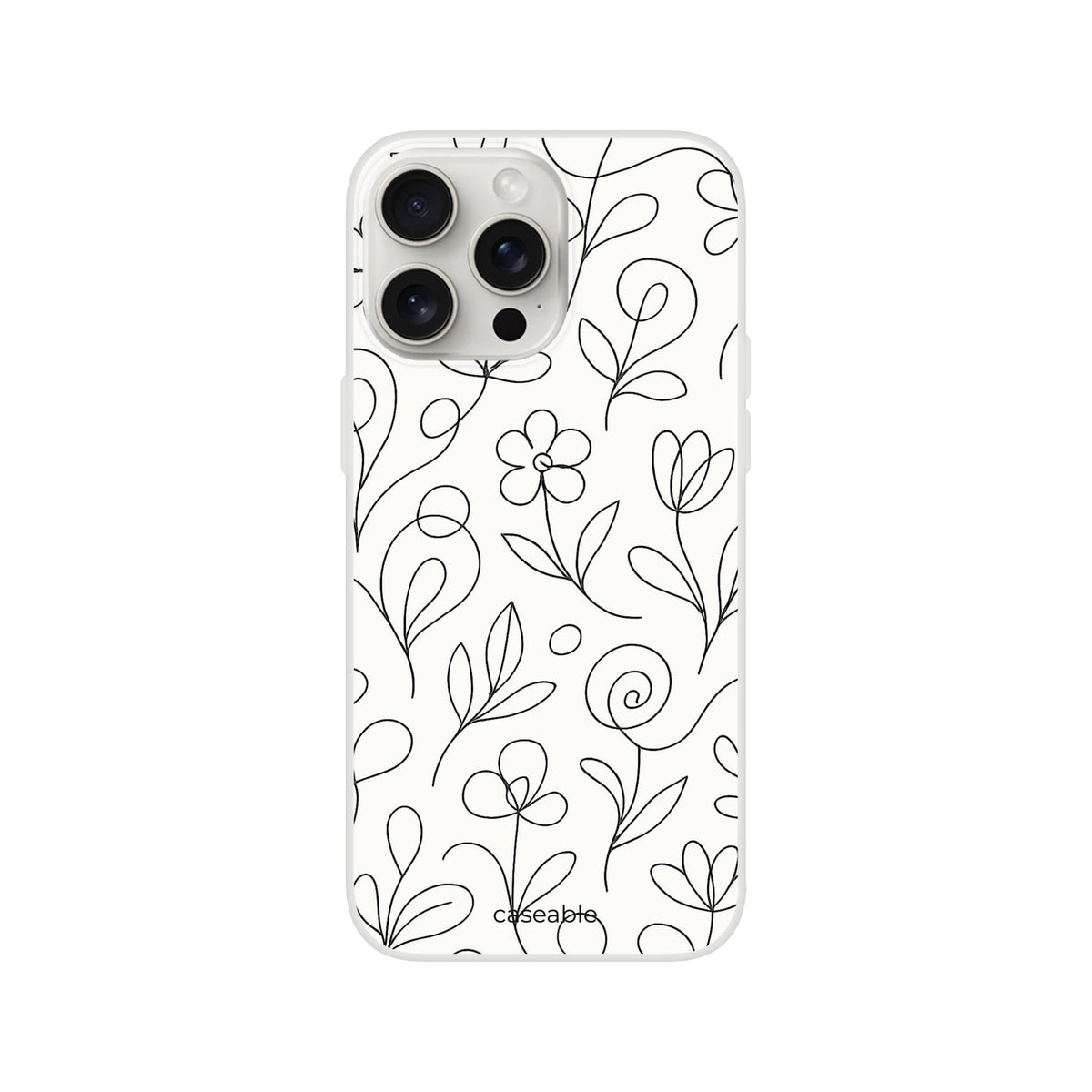 Floral Silicone Case for iPhone 15 Pro Max – Botanical Lines