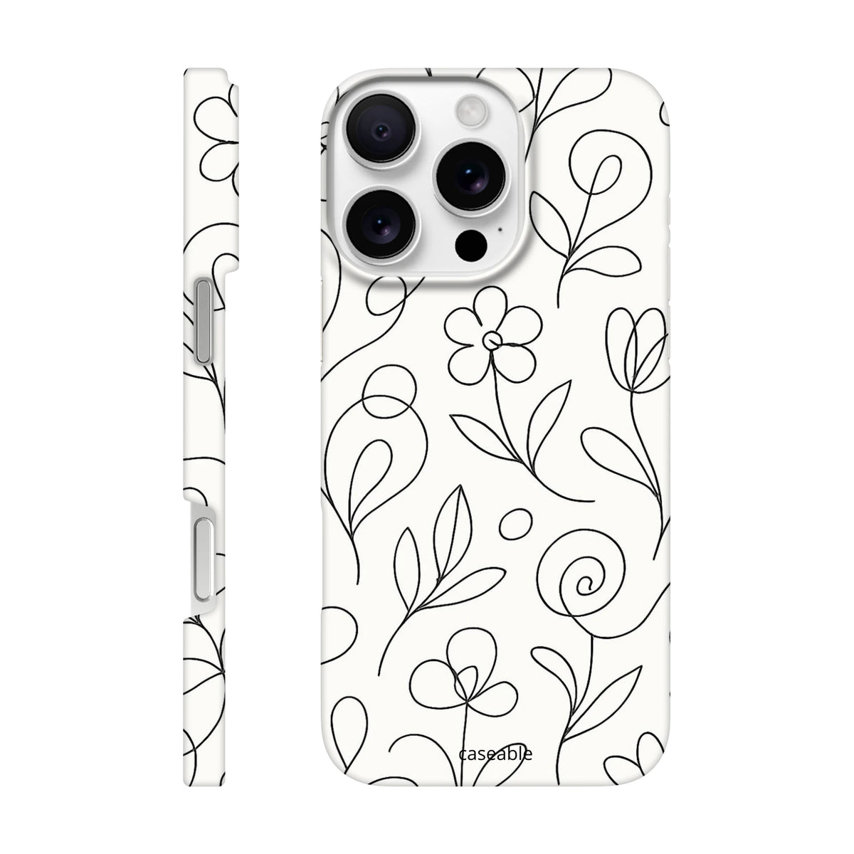Floral Hard Shell Case for iPhone 16 Pro Max – Botanical Lines