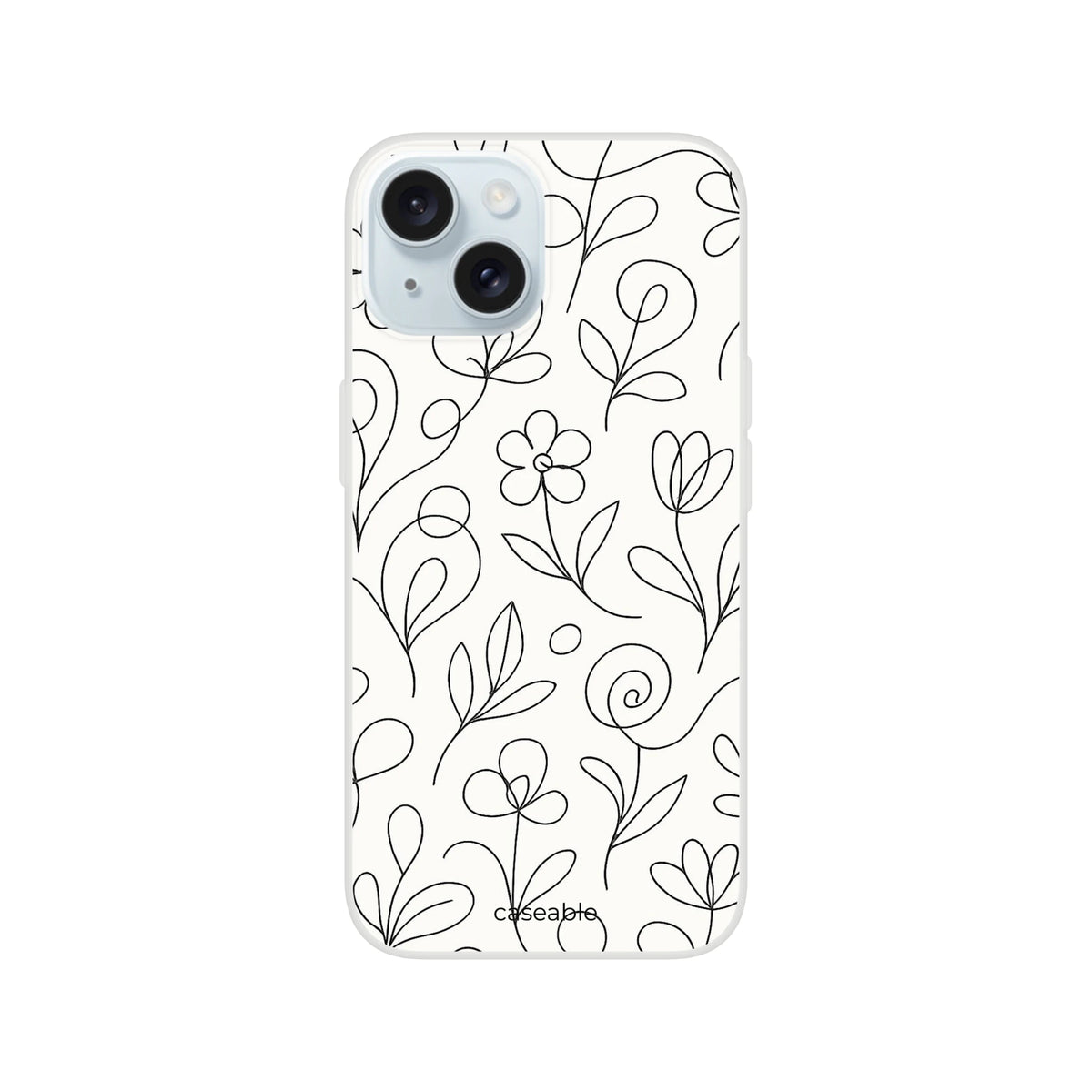 Floral Silicone Case for iPhone 15 – Botanical Lines