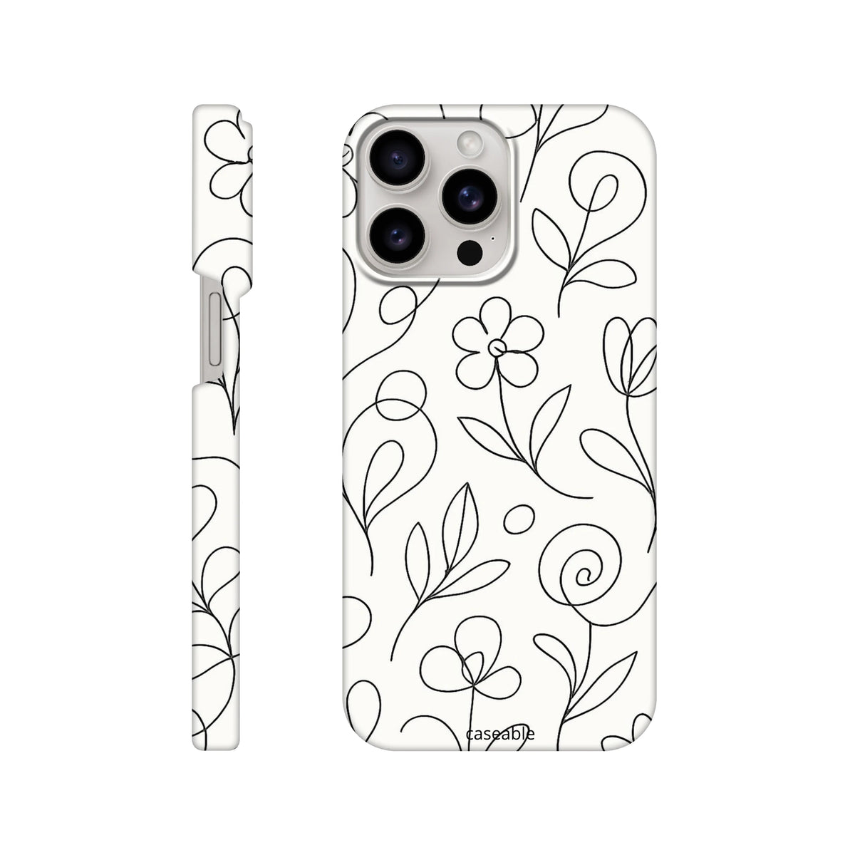 Floral Hard Shell Case for iPhone 15 Pro Max – Botanical Lines