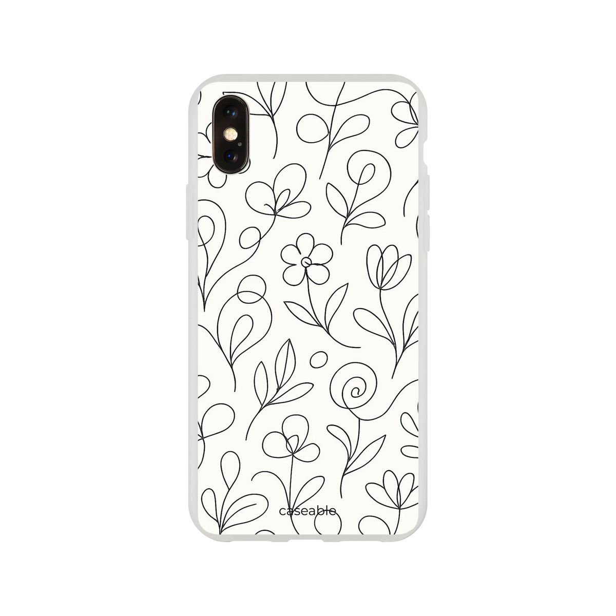 Floral Silicone Case for iPhone XS – Botanical Lines