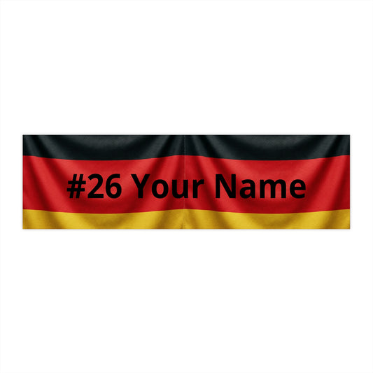 Personalized Germany Flag Bumper Sticker — Custom "#26 Your Name" Car Decal