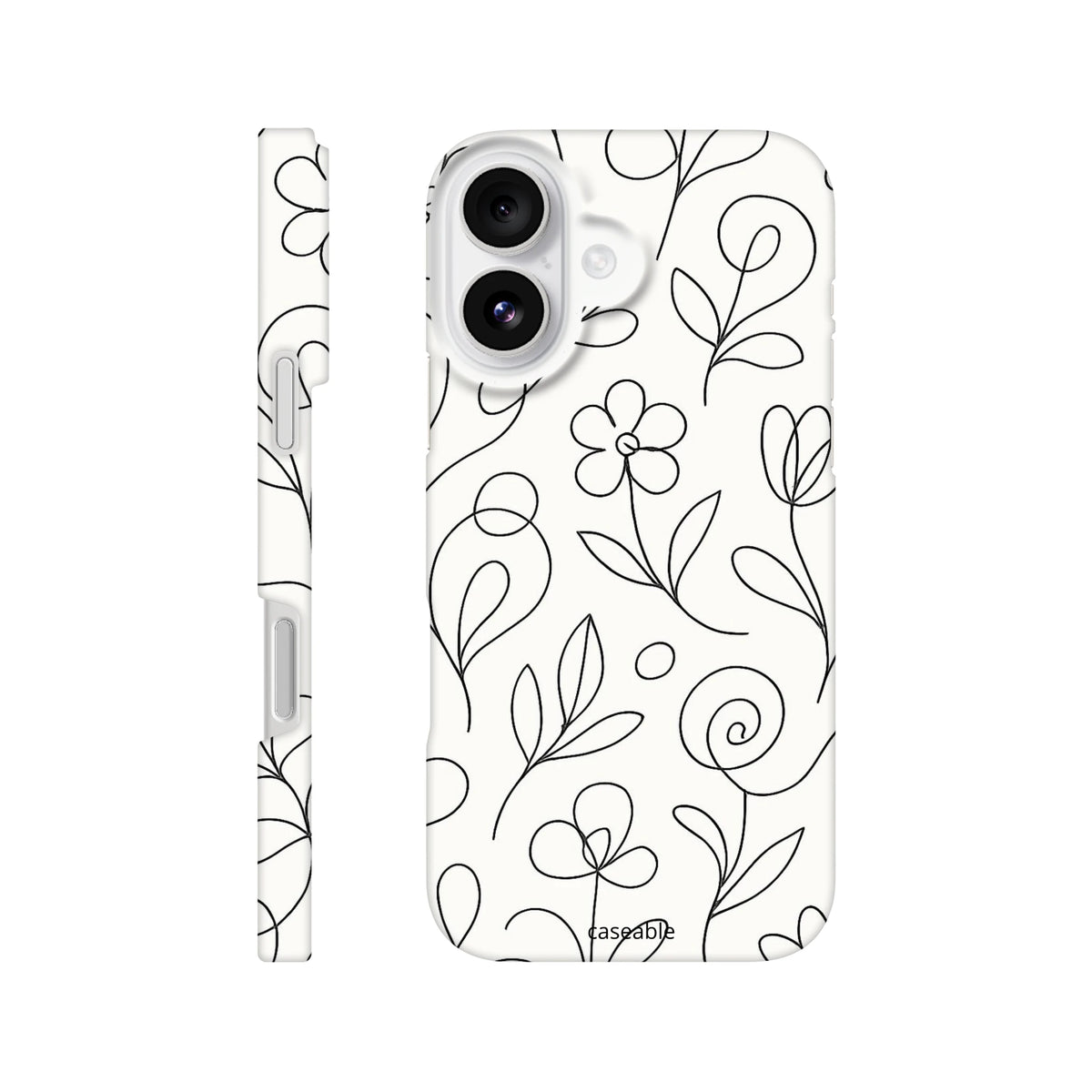 Floral Hard Shell Case for iPhone 16 – Botanical Lines
