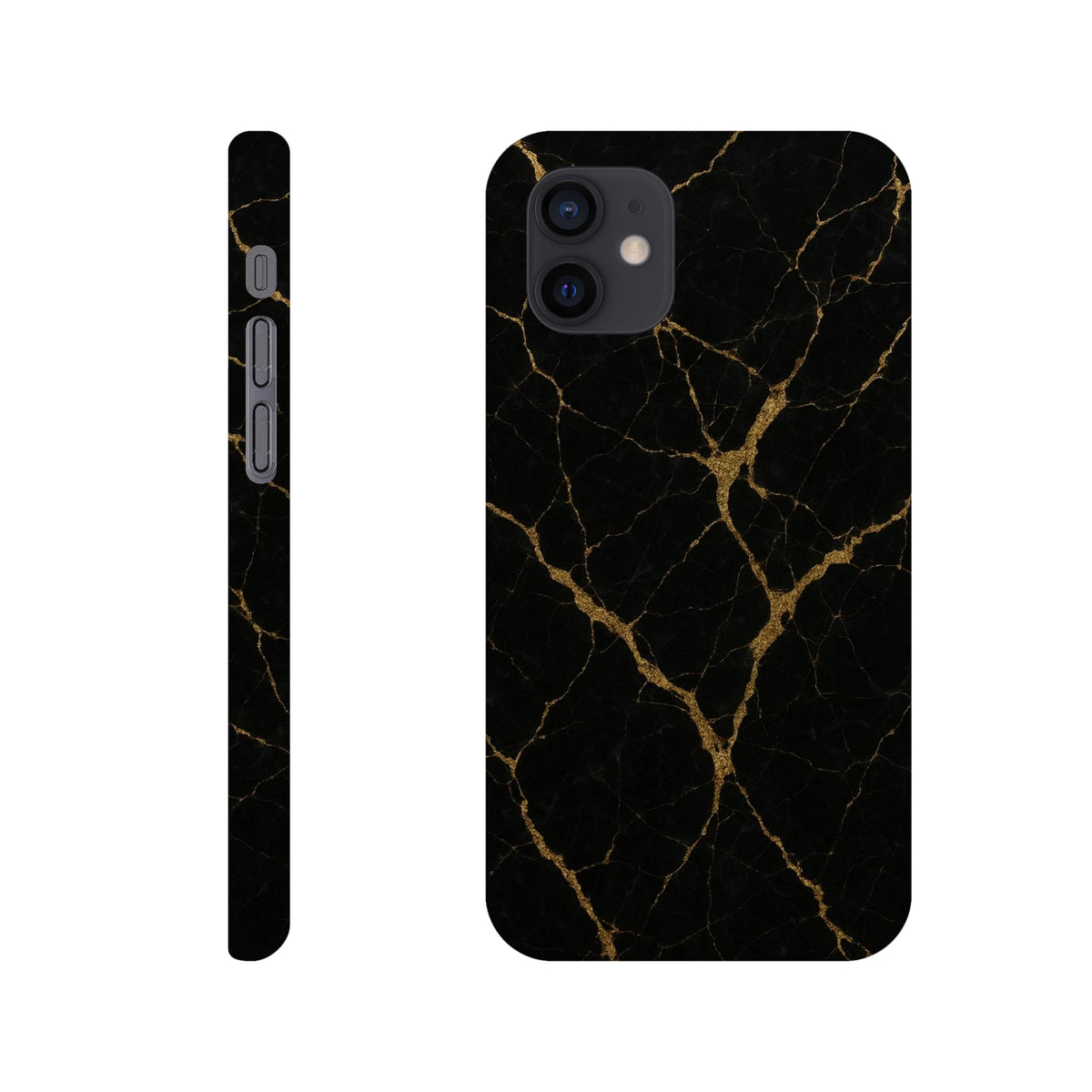 Marble Hard Shell Case for iPhone 12 mini – Black Marble
