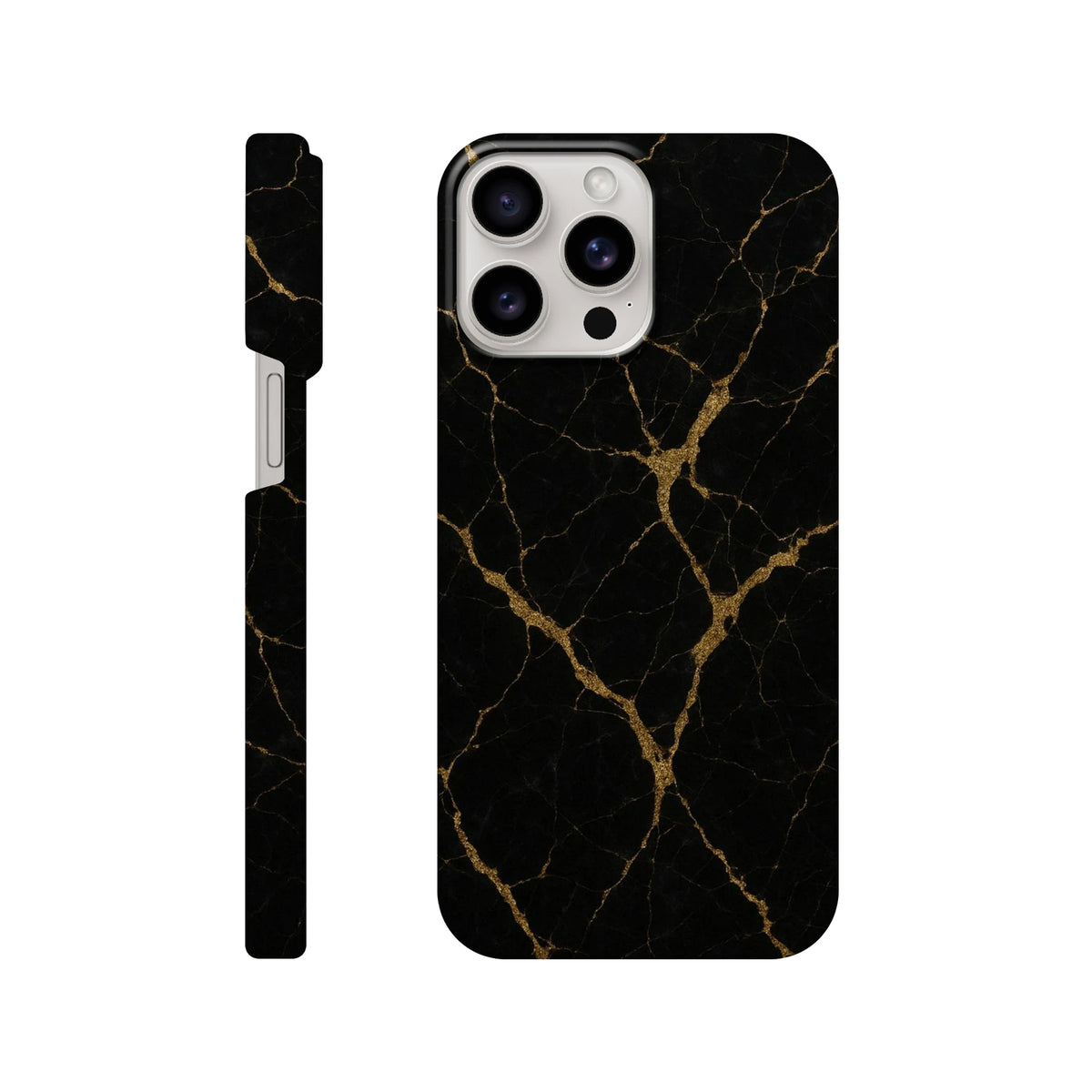 Marble Hard Shell Case for iPhone 15 Pro Max – Black Marble