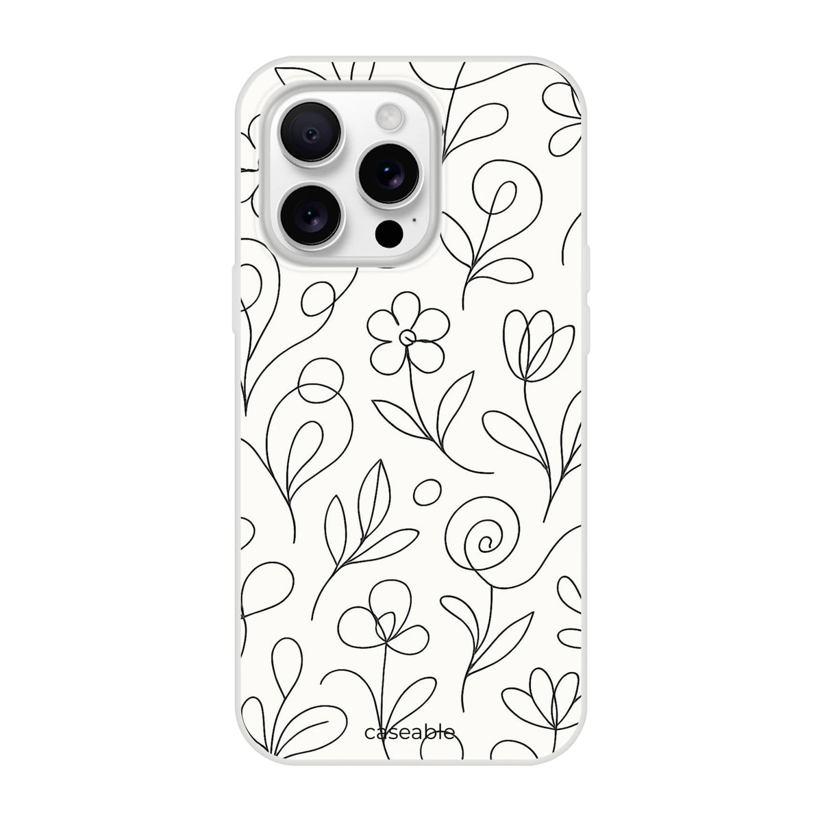 Floral Silicone Case for iPhone 16 Pro Max – Botanical Lines