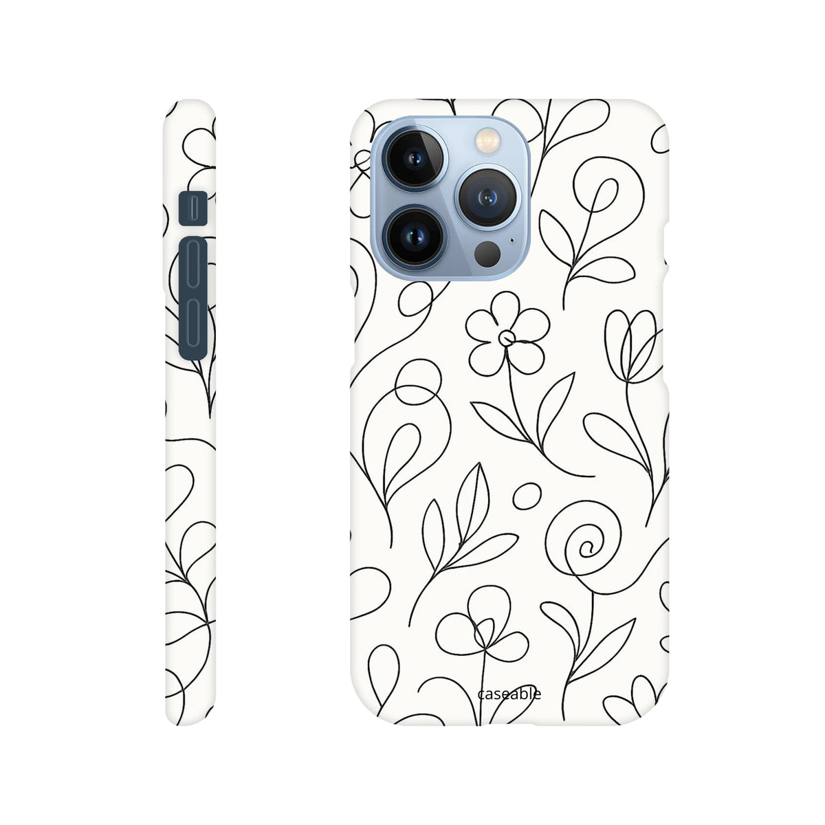 Floral Hard Shell Case for iPhone 13 Pro – Botanical Lines