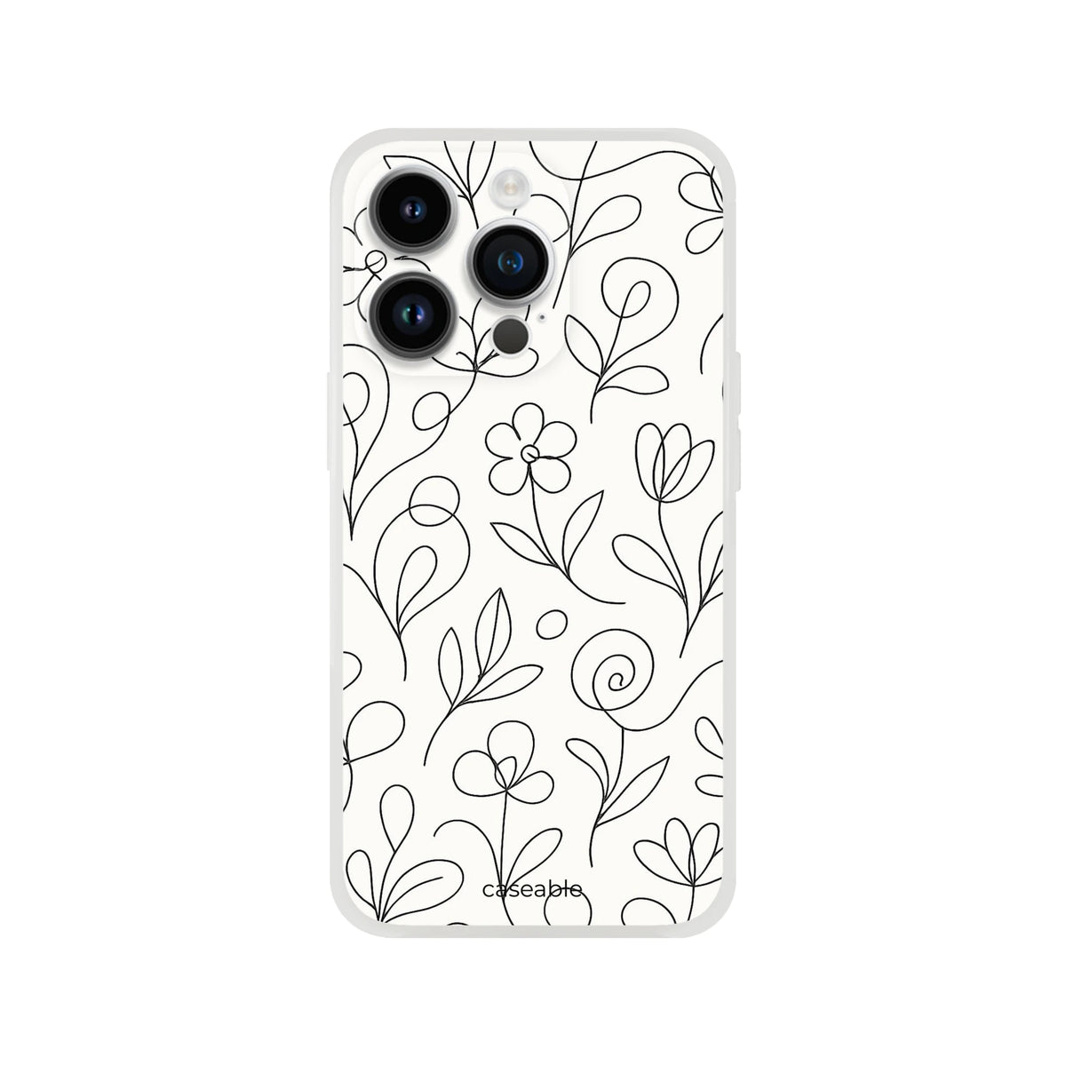 Floral Silicone Case for iPhone 14 Pro – Botanical Lines