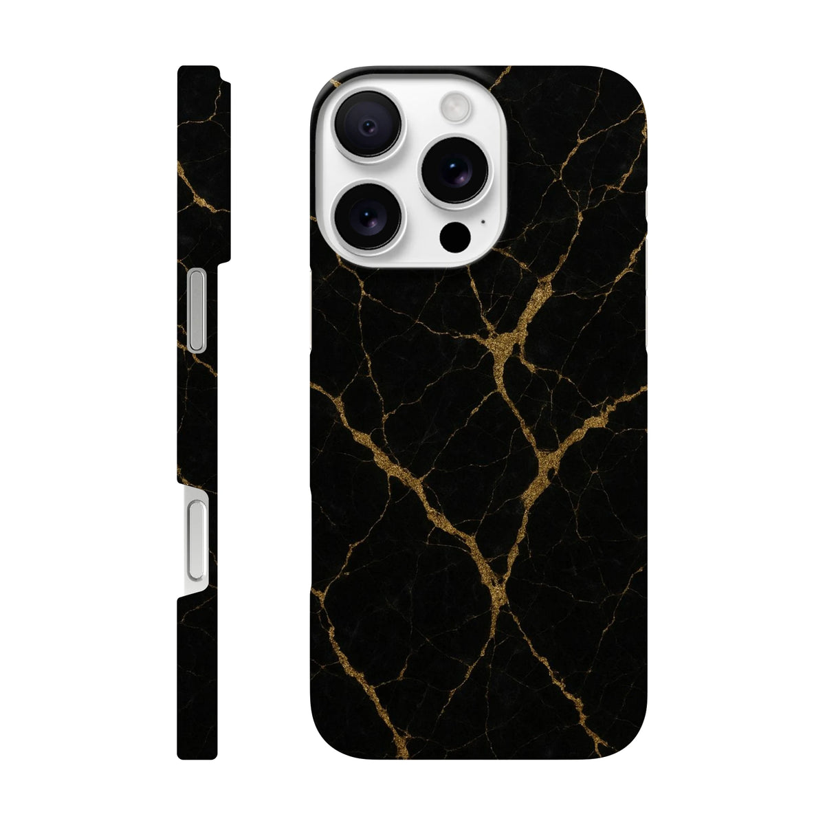 Marble Hard Shell Case for iPhone 16 Pro Max – Black Marble