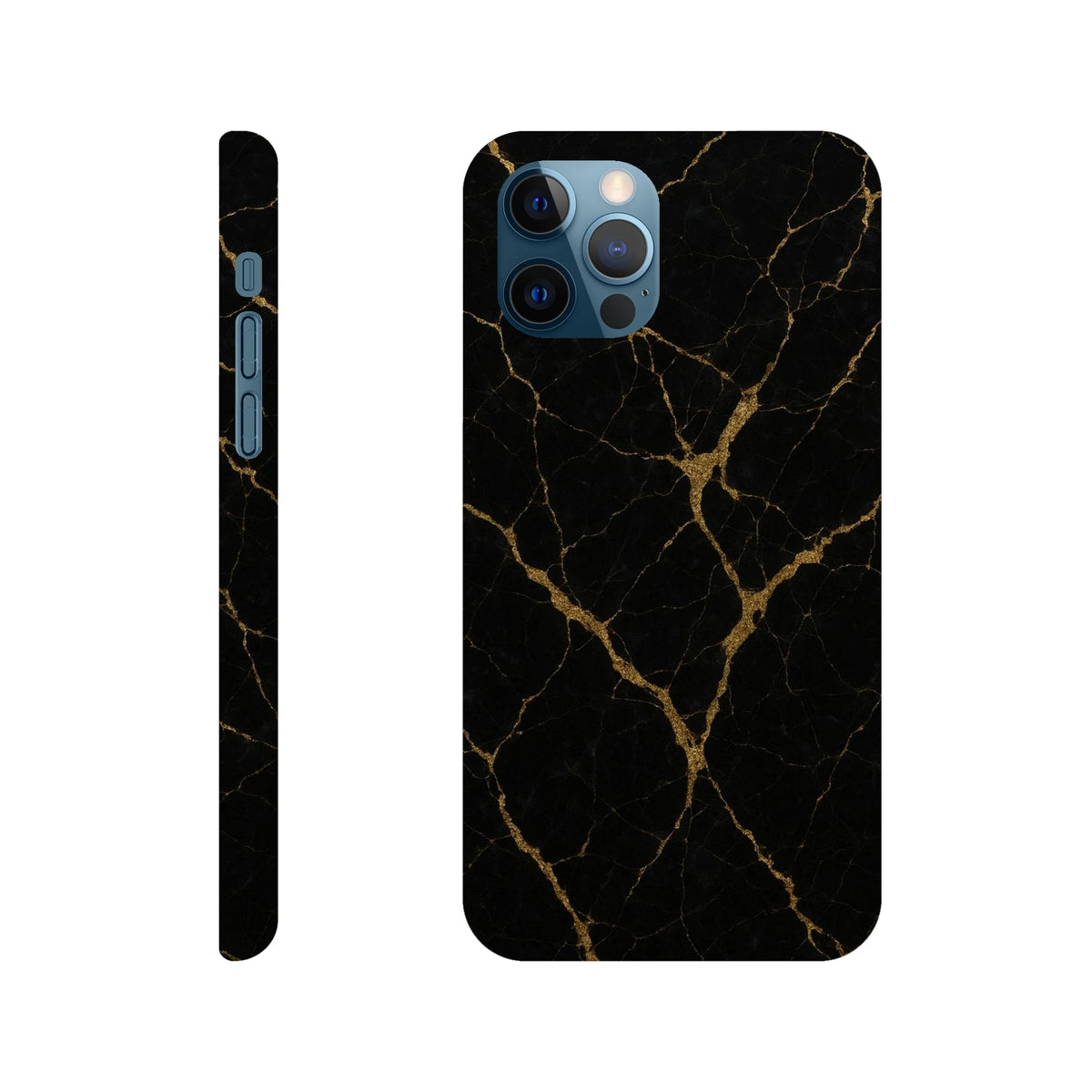 Marble Hard Shell Case for iPhone 12 – Black Marble