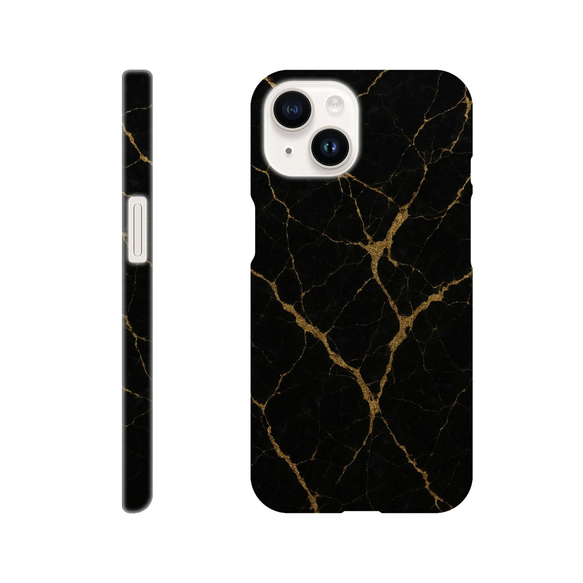 Marble Hard Shell Case for iPhone 14 – Black Marble