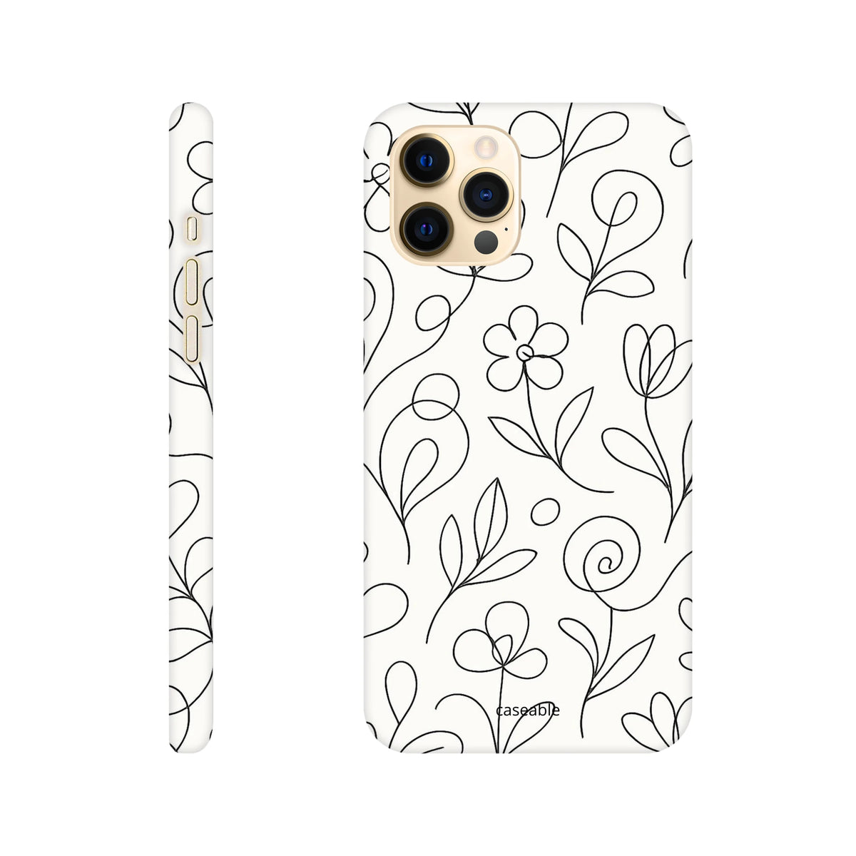 Floral Hard Shell Case for iPhone 12 Pro Max – Botanical Lines