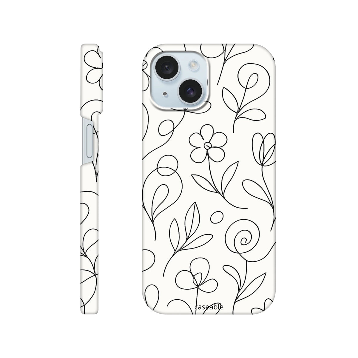 Floral Hard Shell Case for iPhone 15 – Botanical Lines