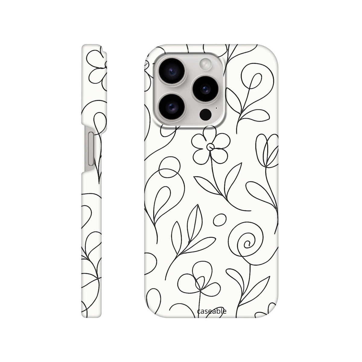 Floral Hard Shell Case for iPhone 15 Pro – Botanical Lines