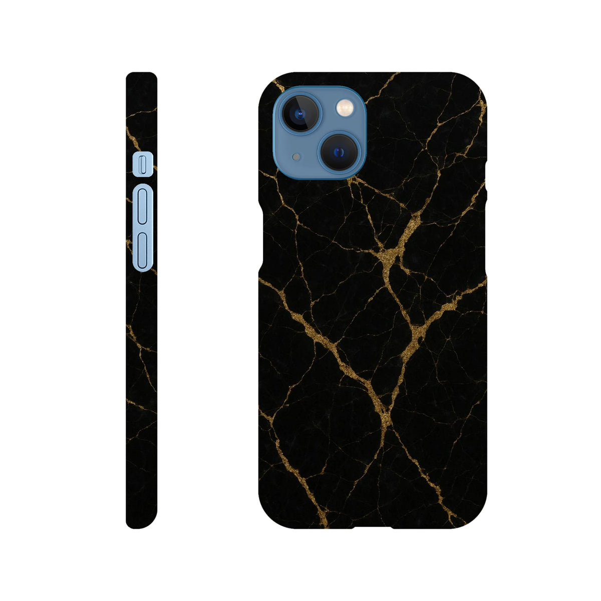 Marble Hard Shell Case for iPhone 13 – Black Marble