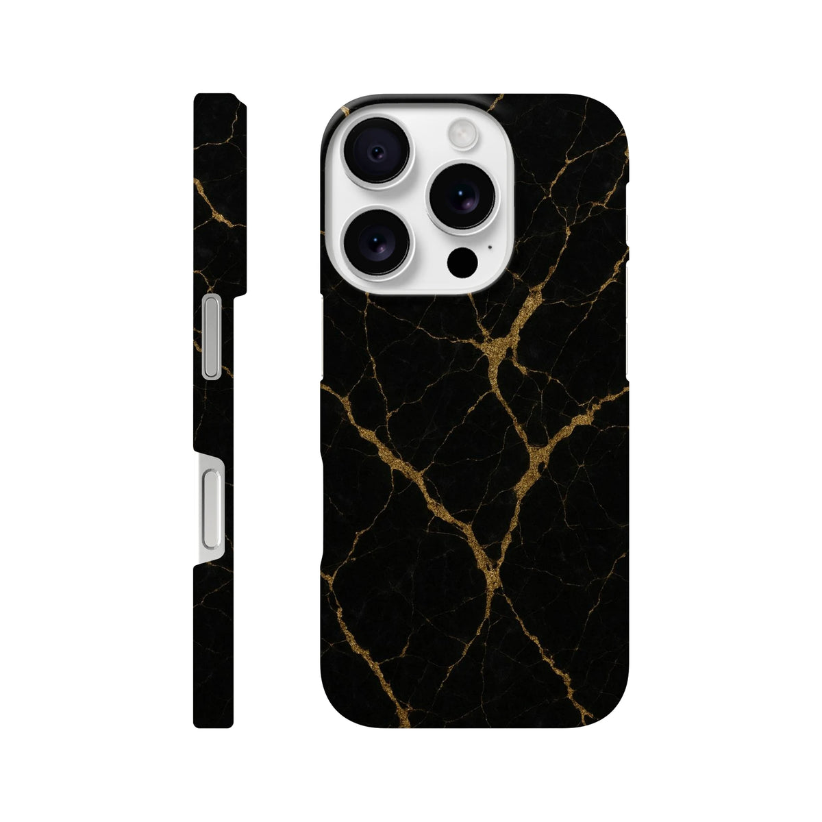 Marble Hard Shell Case for iPhone 16 Pro – Black Marble