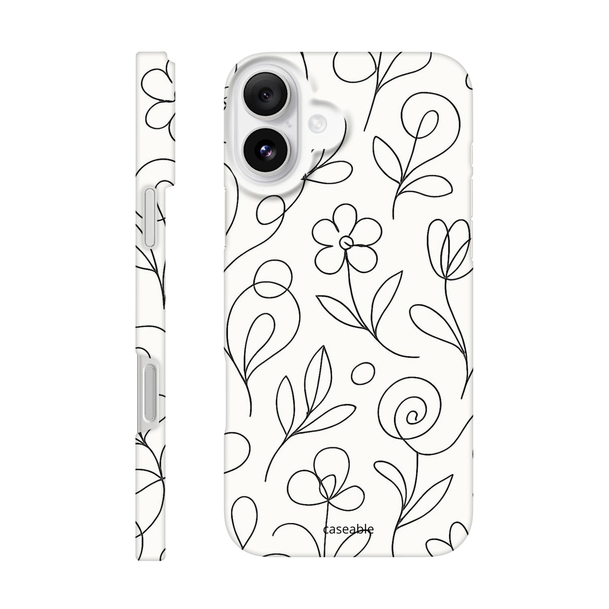 Floral Hard Shell Case for iPhone 16 Plus – Botanical Lines