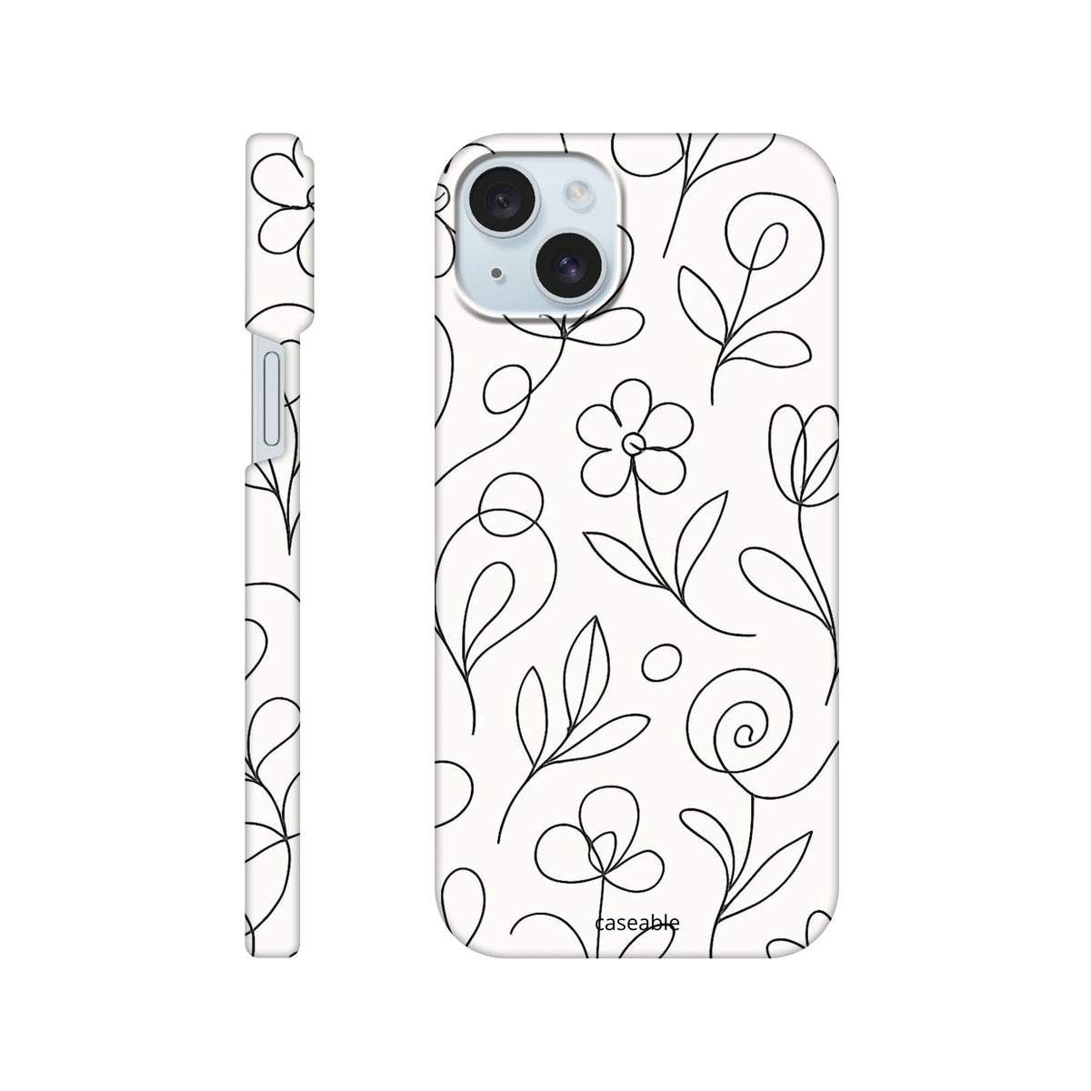 Floral Hard Shell Case for iPhone 15 Plus – Botanical Lines