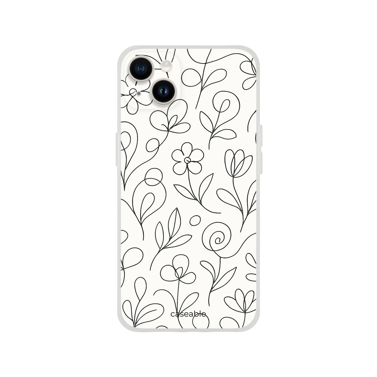 Floral Silicone Case for iPhone 14 Plus – Botanical Lines