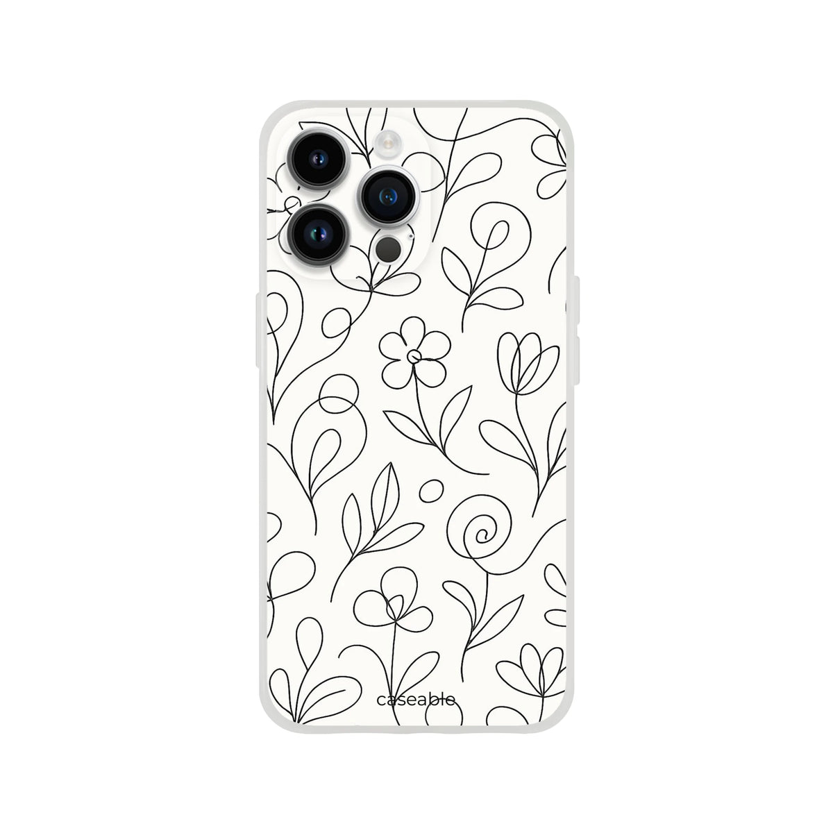 Floral Silicone Case for iPhone 14 Pro Max – Botanical Lines