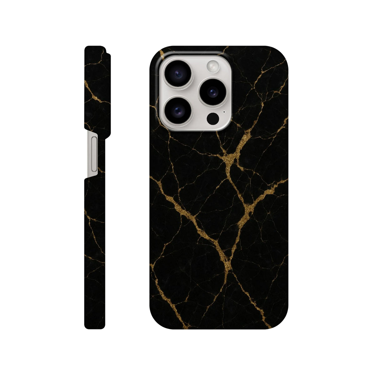 Marble Hard Shell Case for iPhone 15 Pro – Black Marble