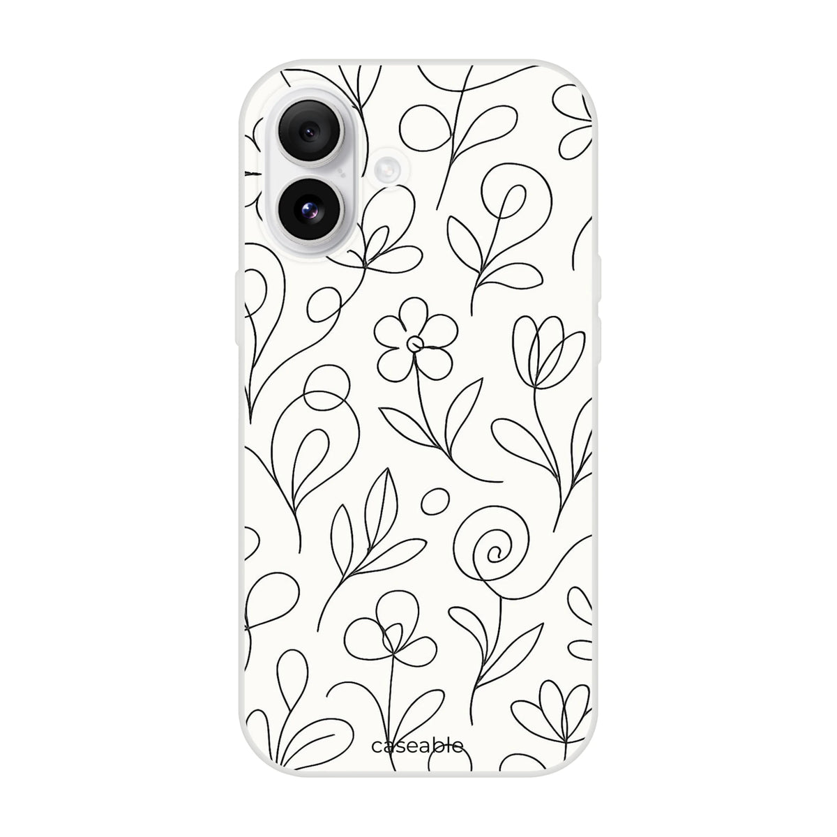 Floral Silicone Case for iPhone 16 Plus – Botanical Lines