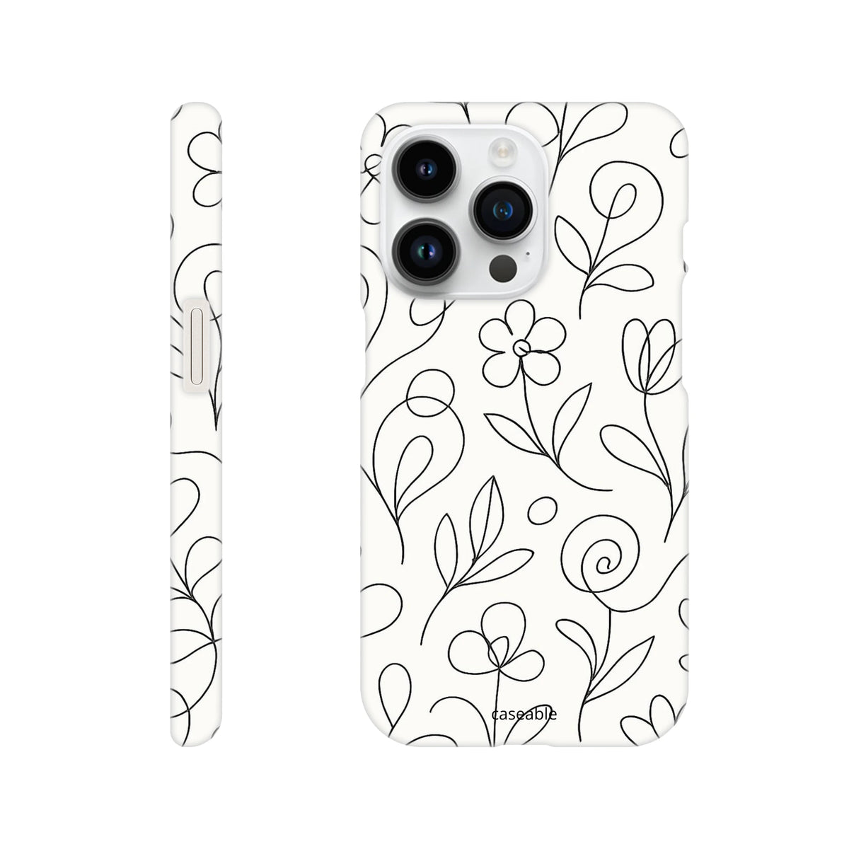 Floral Hard Shell Case for iPhone 14 Pro – Botanical Lines