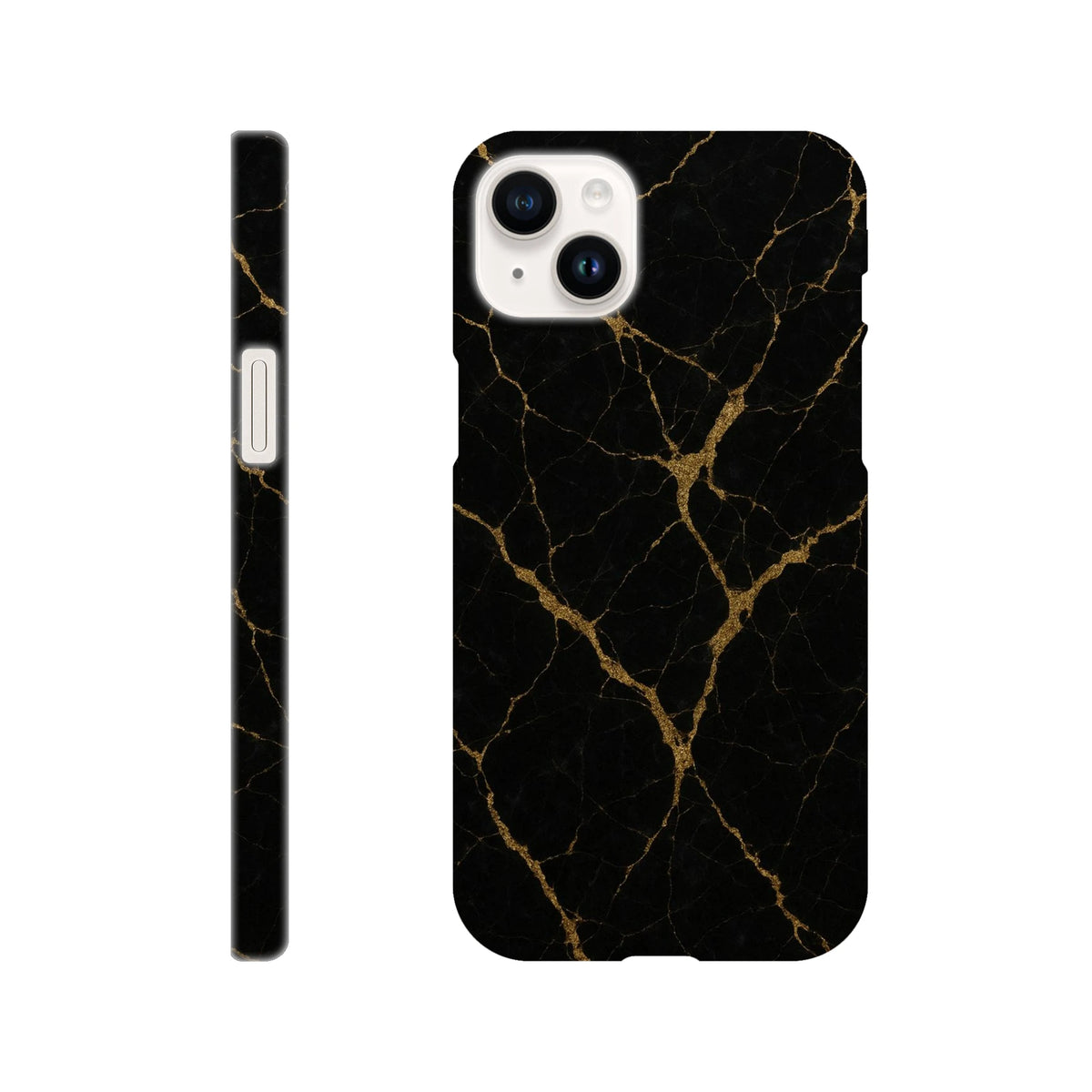 Marble Hard Shell Case for iPhone 14 Plus – Black Marble