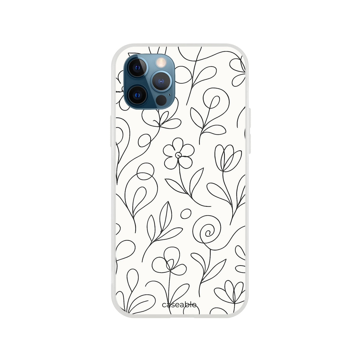 Floral Silicone Case for iPhone 12 Pro – Botanical Lines
