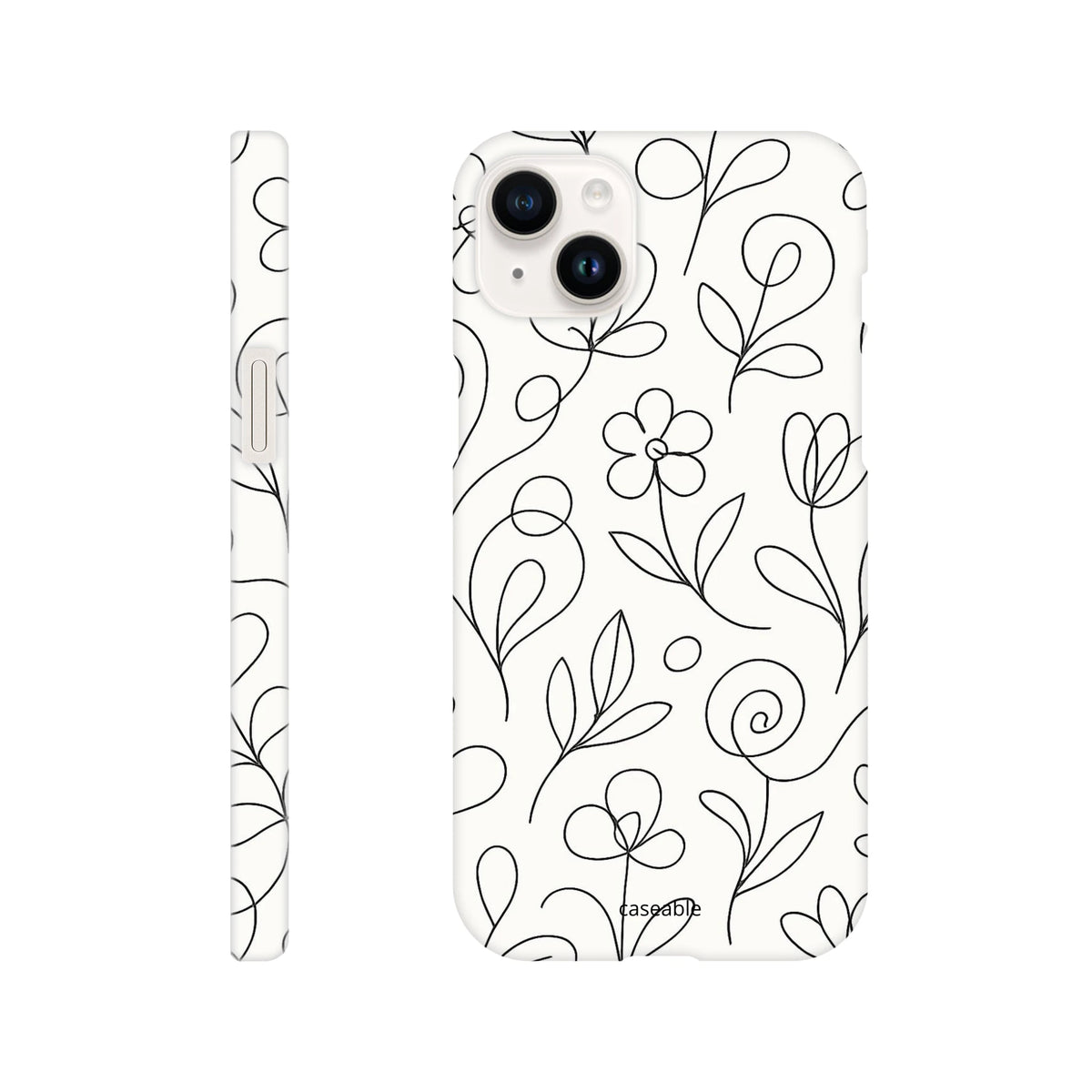 Floral Hard Shell Case for iPhone 14 Plus – Botanical Lines