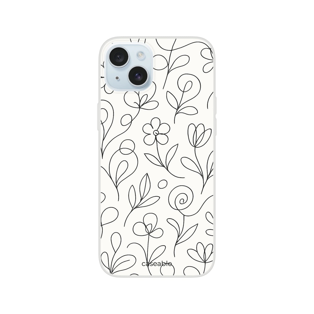 Floral Silicone Case for iPhone 15 Plus – Botanical Lines
