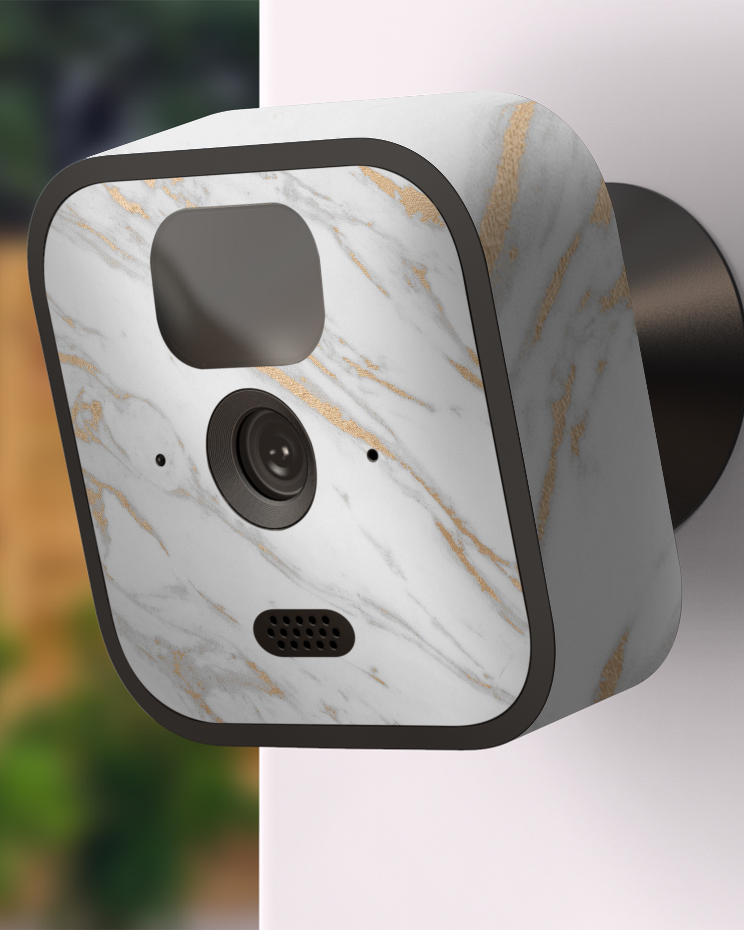 Gold Marble Elegance Camera Skin Blink Outdoor (2020) attached to exterior wall