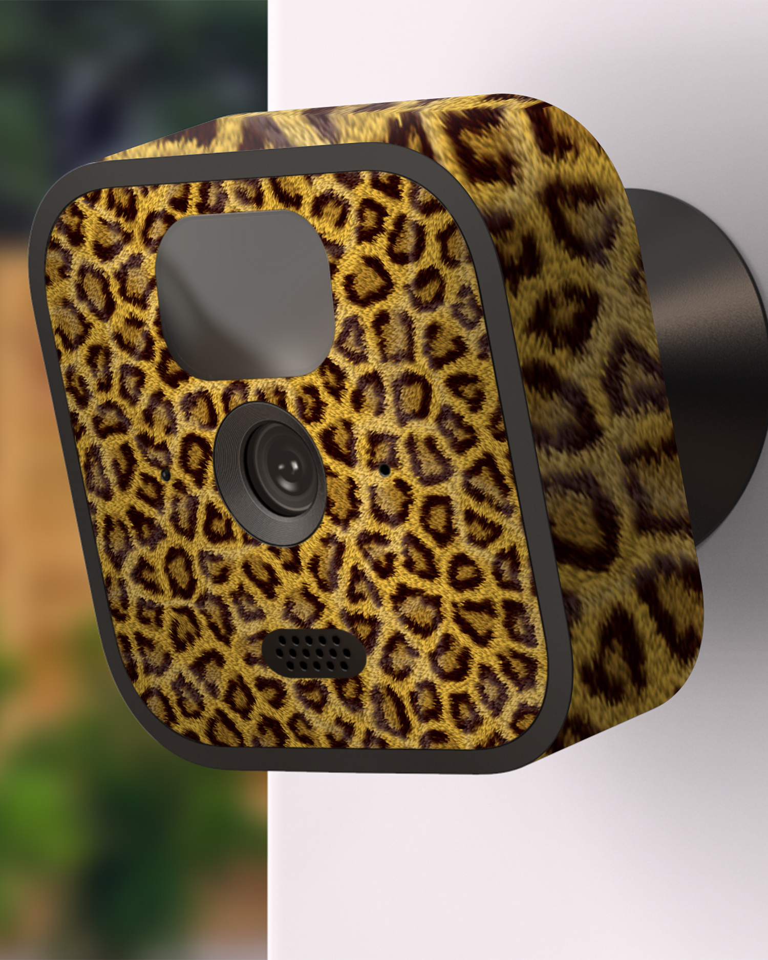 Leopard Skin Camera Skin Blink Outdoor (2020) attached to exterior wall