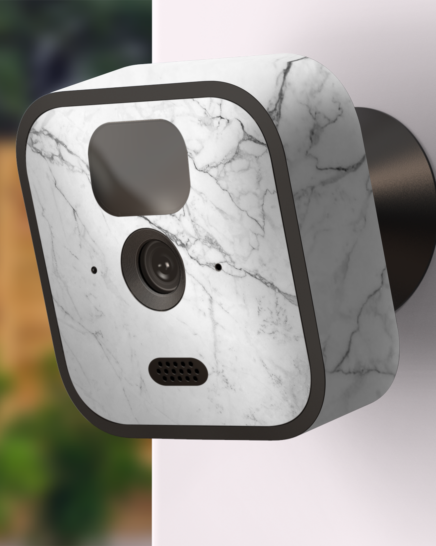 White Marble Camera Skin Blink Outdoor (2020) attached to exterior wall