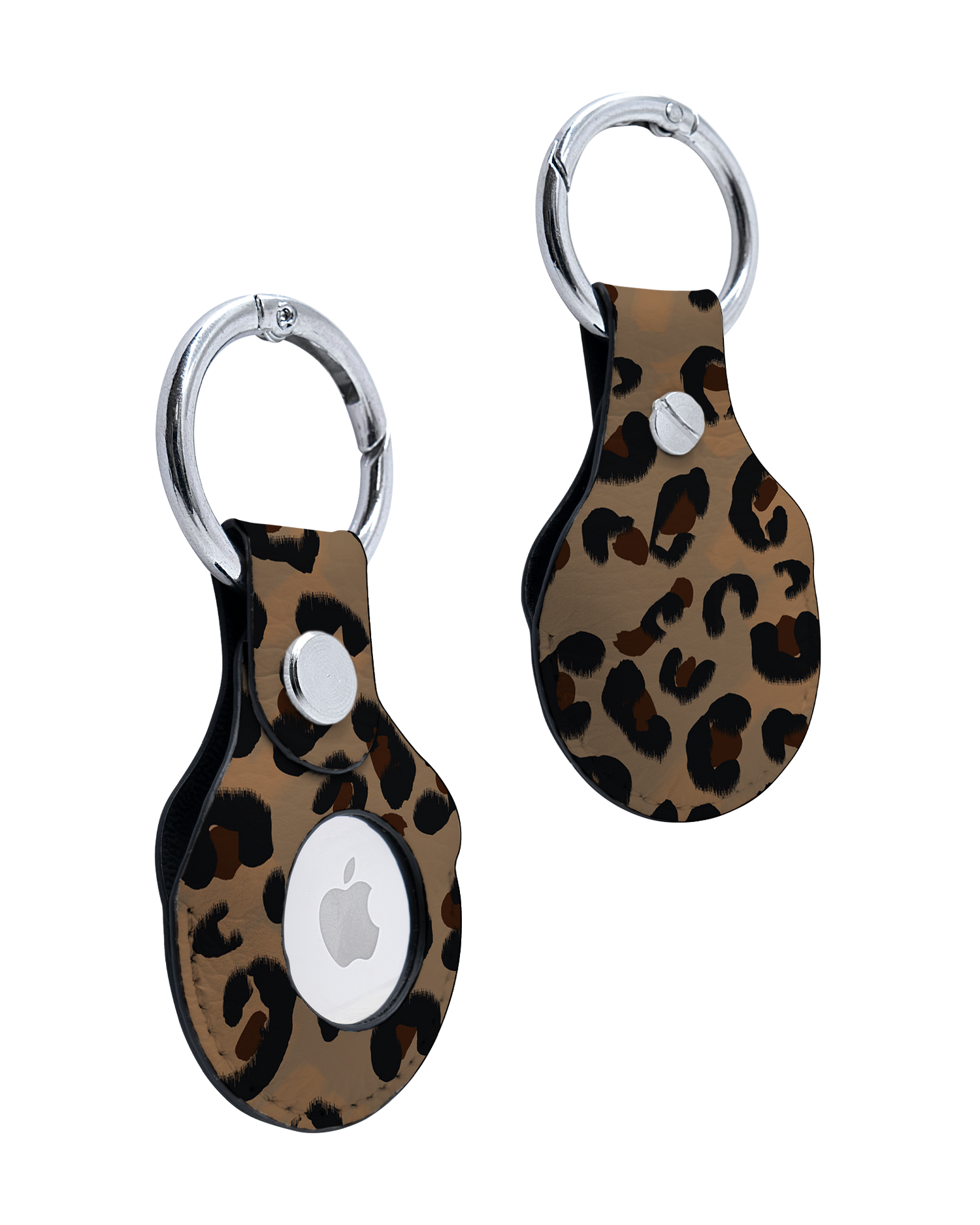 AirTag Holder with Leopard Repeat Design: Front and Back