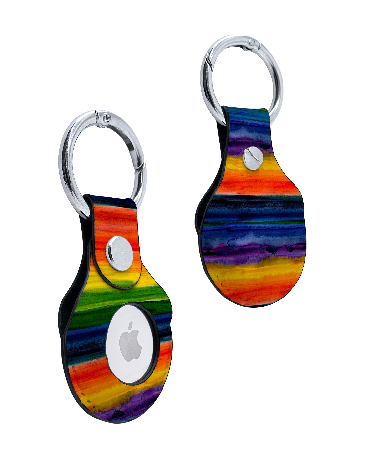 AirTag Holder with Striped Tie Dye Design: Front and Back