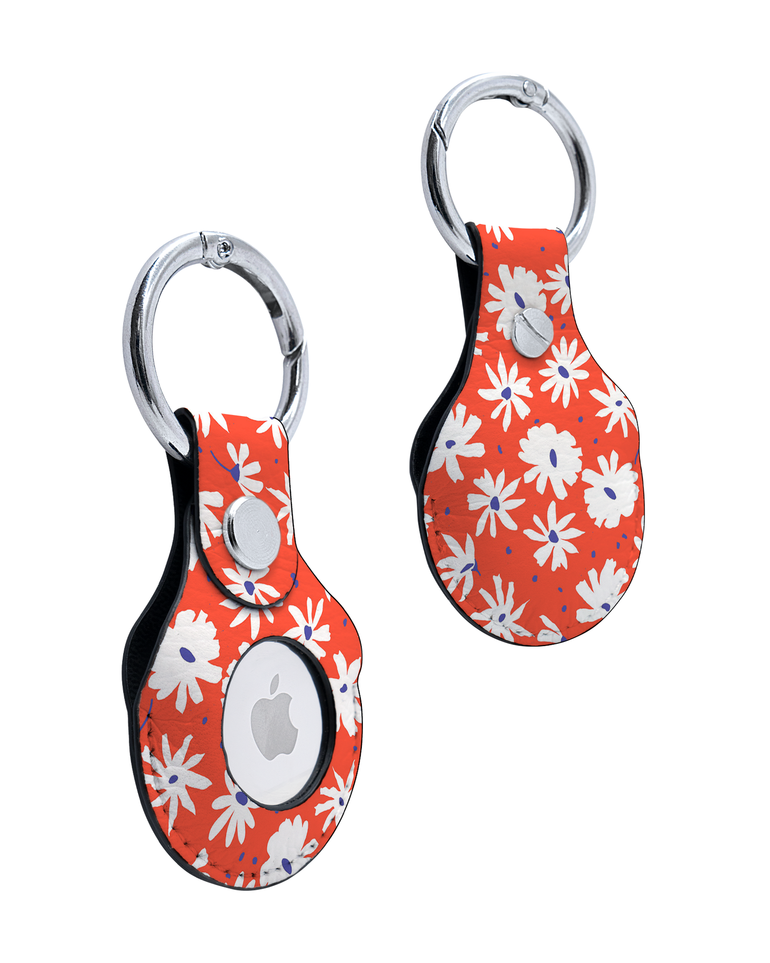 AirTag Holder with Retro Daisy Design: Front and Back