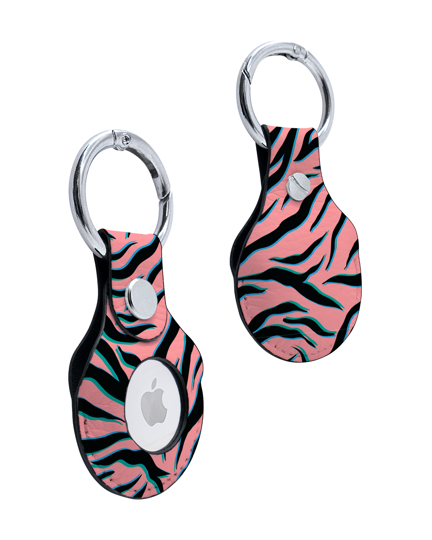 AirTag Holder with Pink Zebra Design: Front and Back