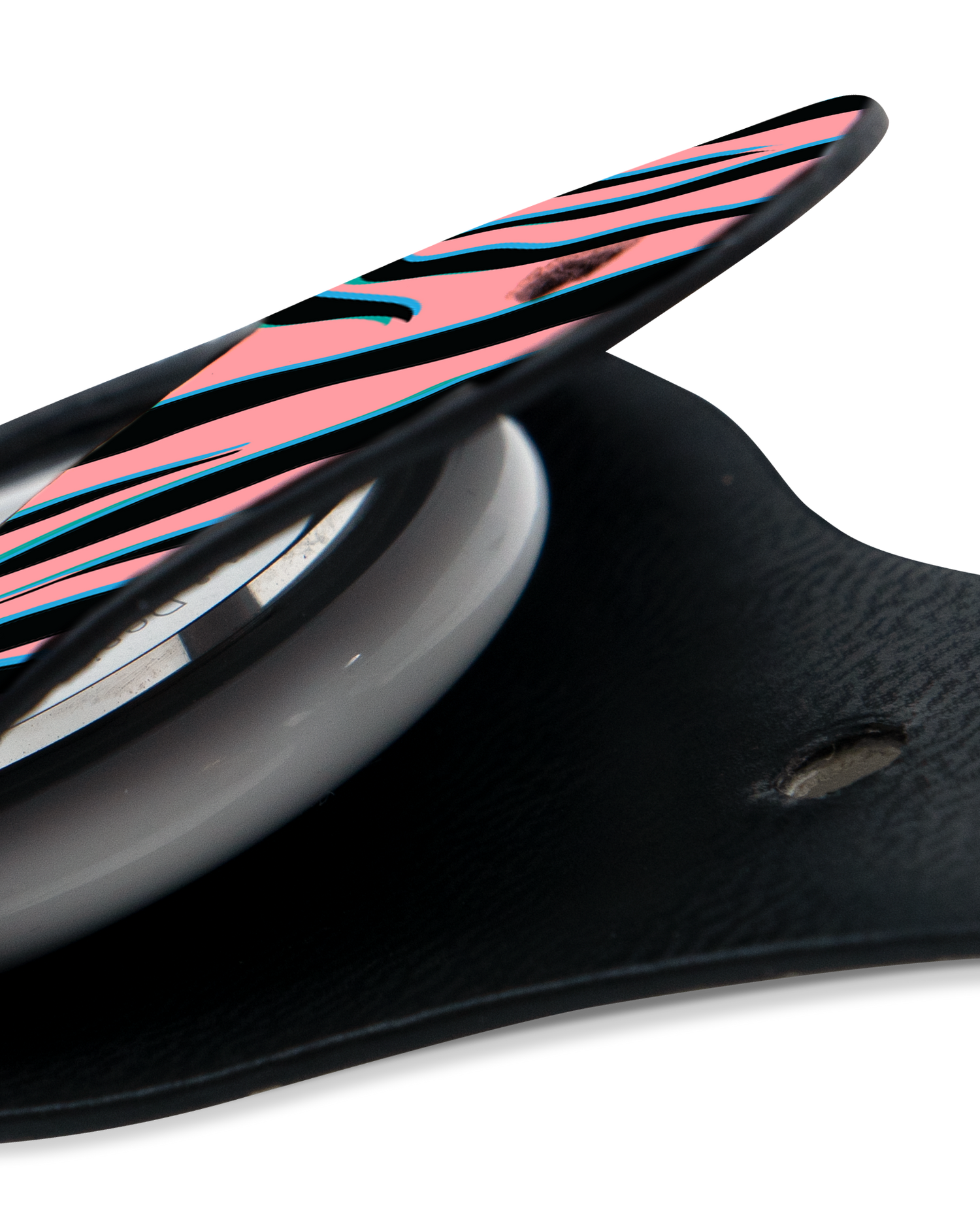 Close-Up: AirTag Holder with Pink Zebra Design