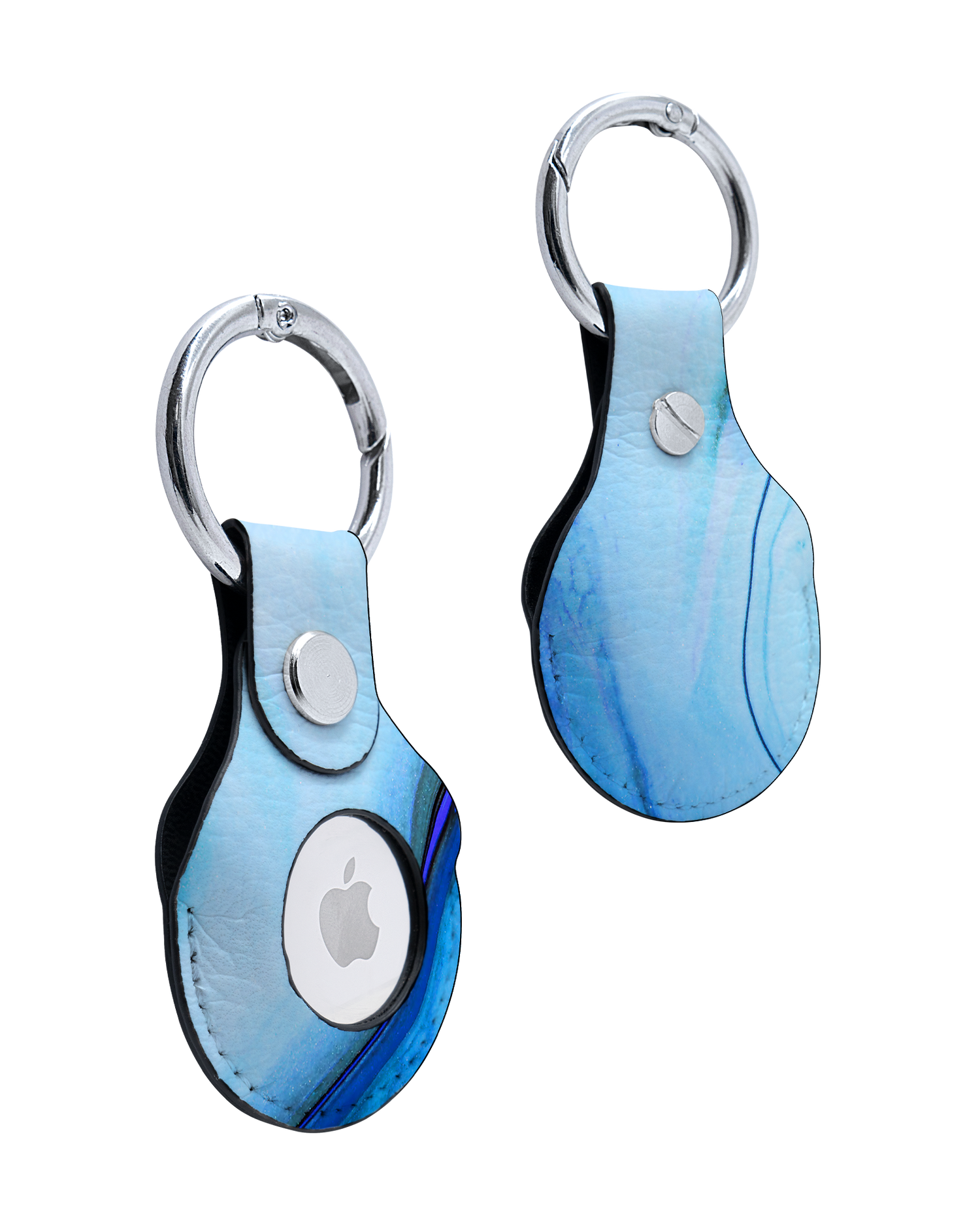 AirTag Holder with Cool Blues Design: Front and Back