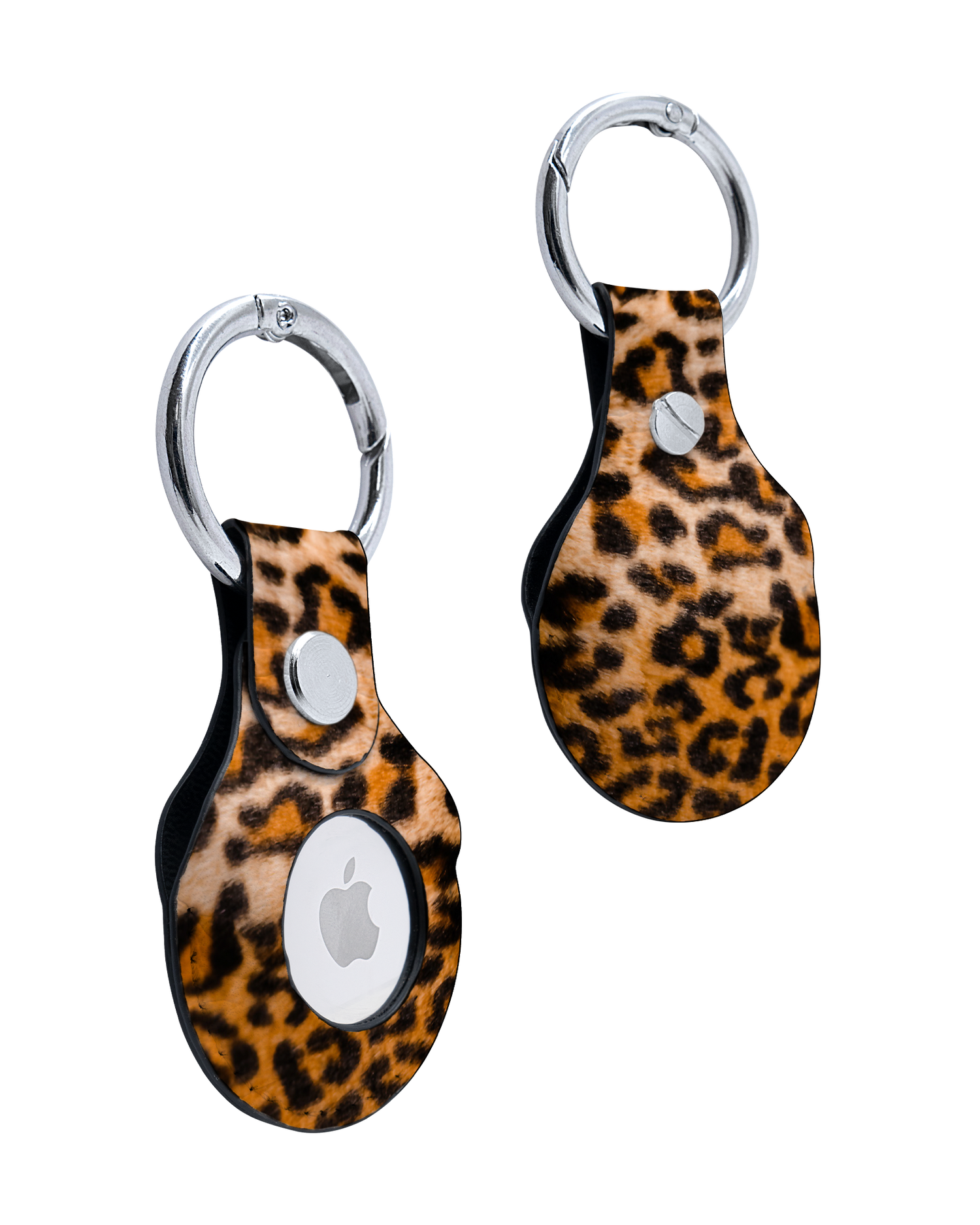 AirTag Holder with Leopard Pattern Design: Front and Back
