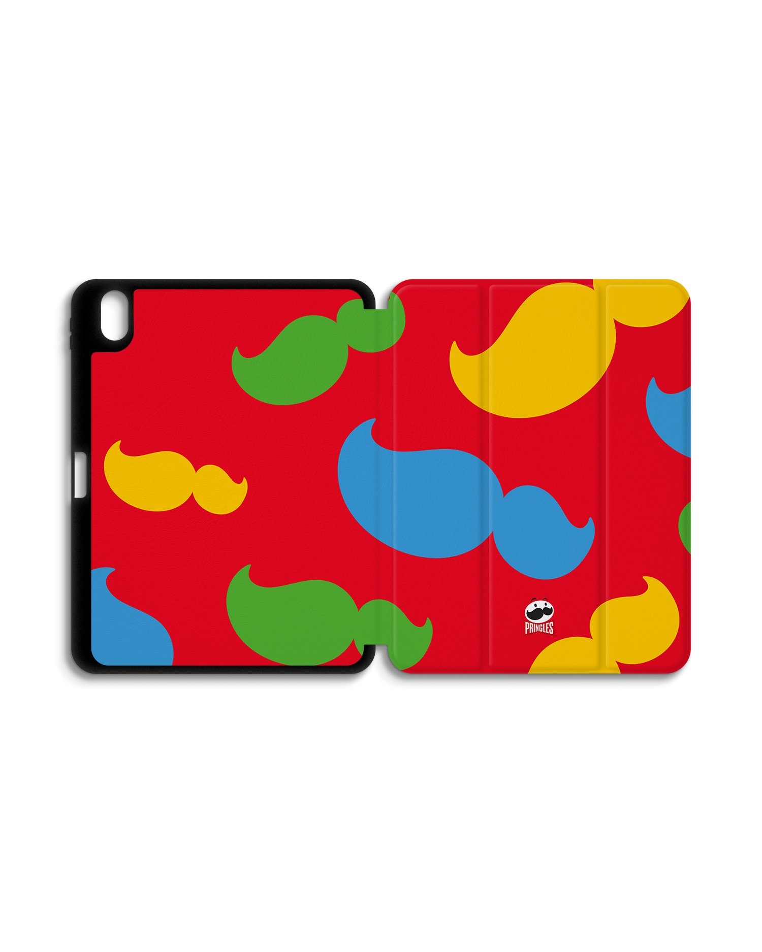 Pringles Moustache iPad Case with Pencil Holder for Apple iPad (10th Generation): Opened exterior view